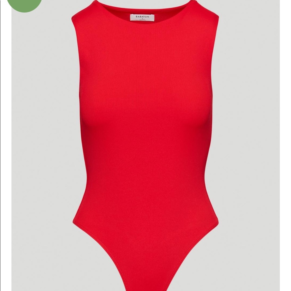 Aritzia Babaton Contour Rib Muscle Bodysuit in Red NWOT